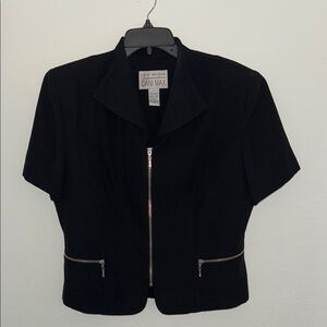 Black Tailored Blouse with Textured Fabric